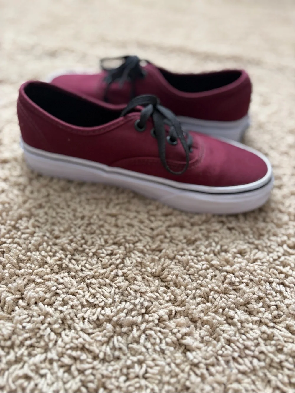 Vans Maroon Canvas Low-Top Sneakers with Black Laces